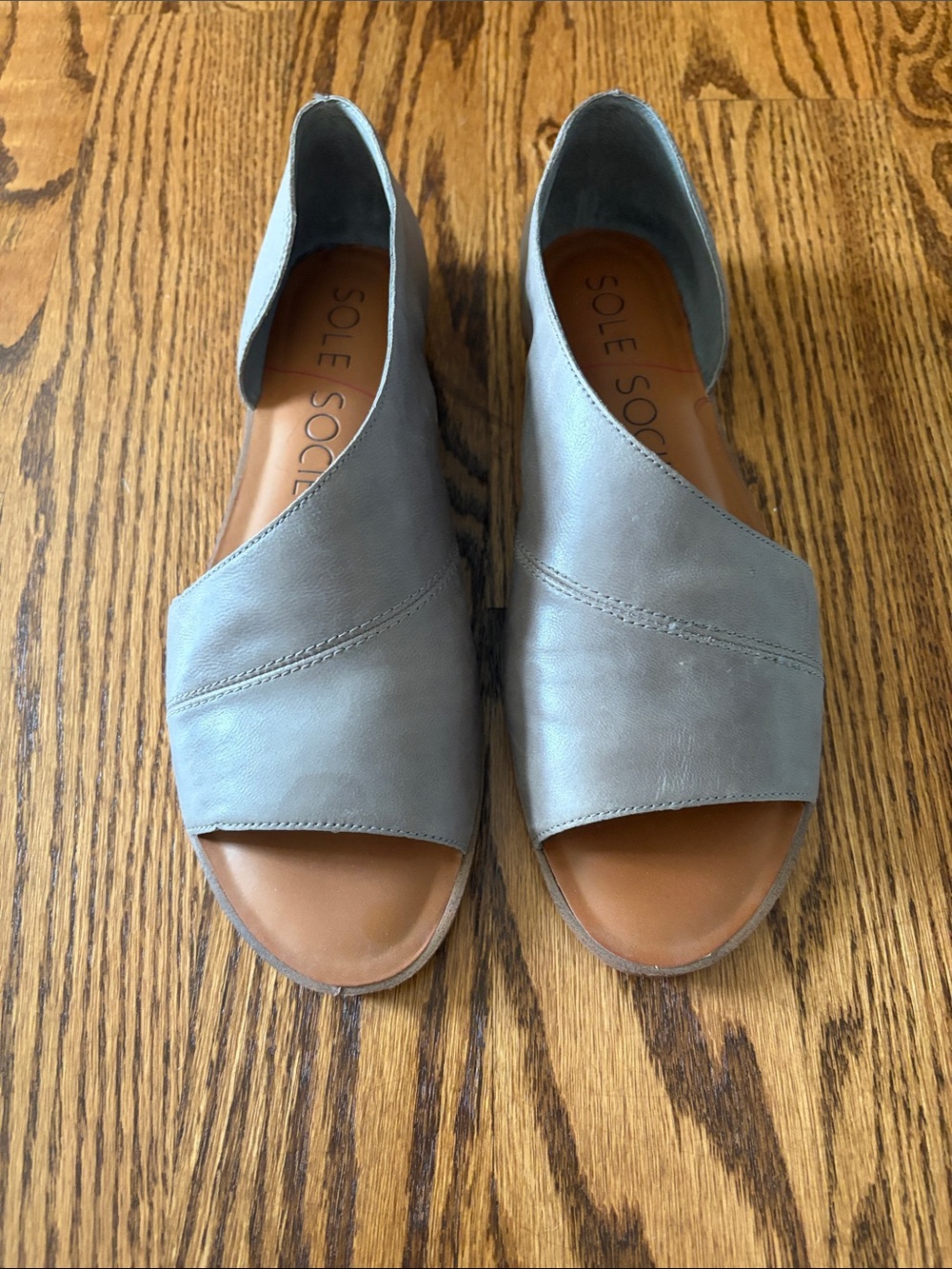 Sole Society Grey Open-Toe Mules (Size 8.5)